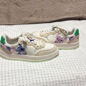 Kids White and Green Sneakers with Cartoon Design Zara